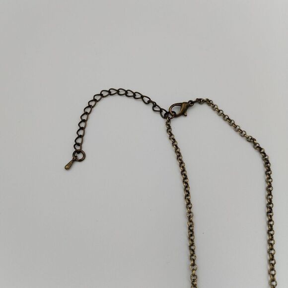 Gold Tone And Teal Turquoise Colored Floral Long Necklace 25 Inches‎ - Picture 8 of 8